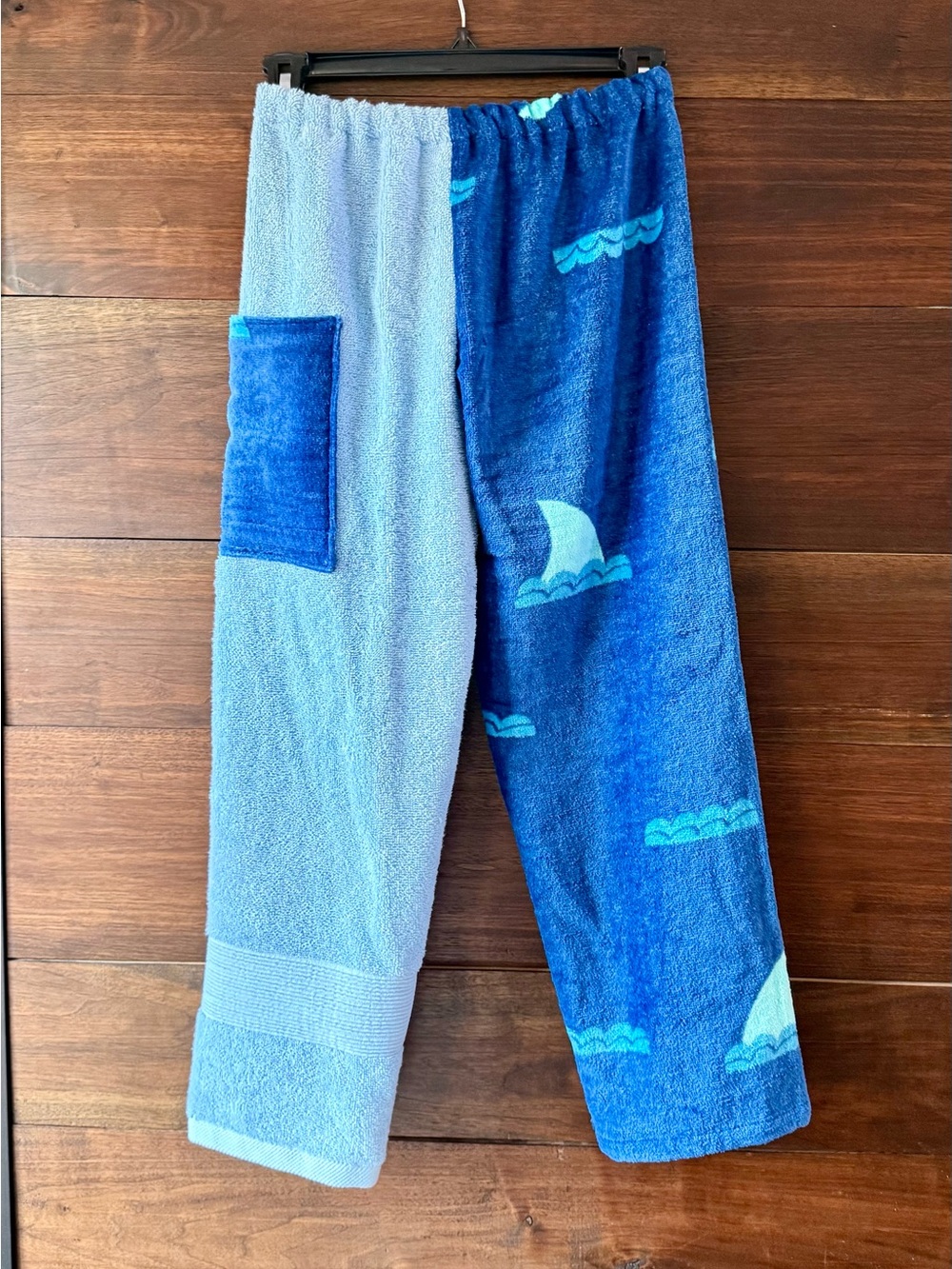Towel pants blue shark fins